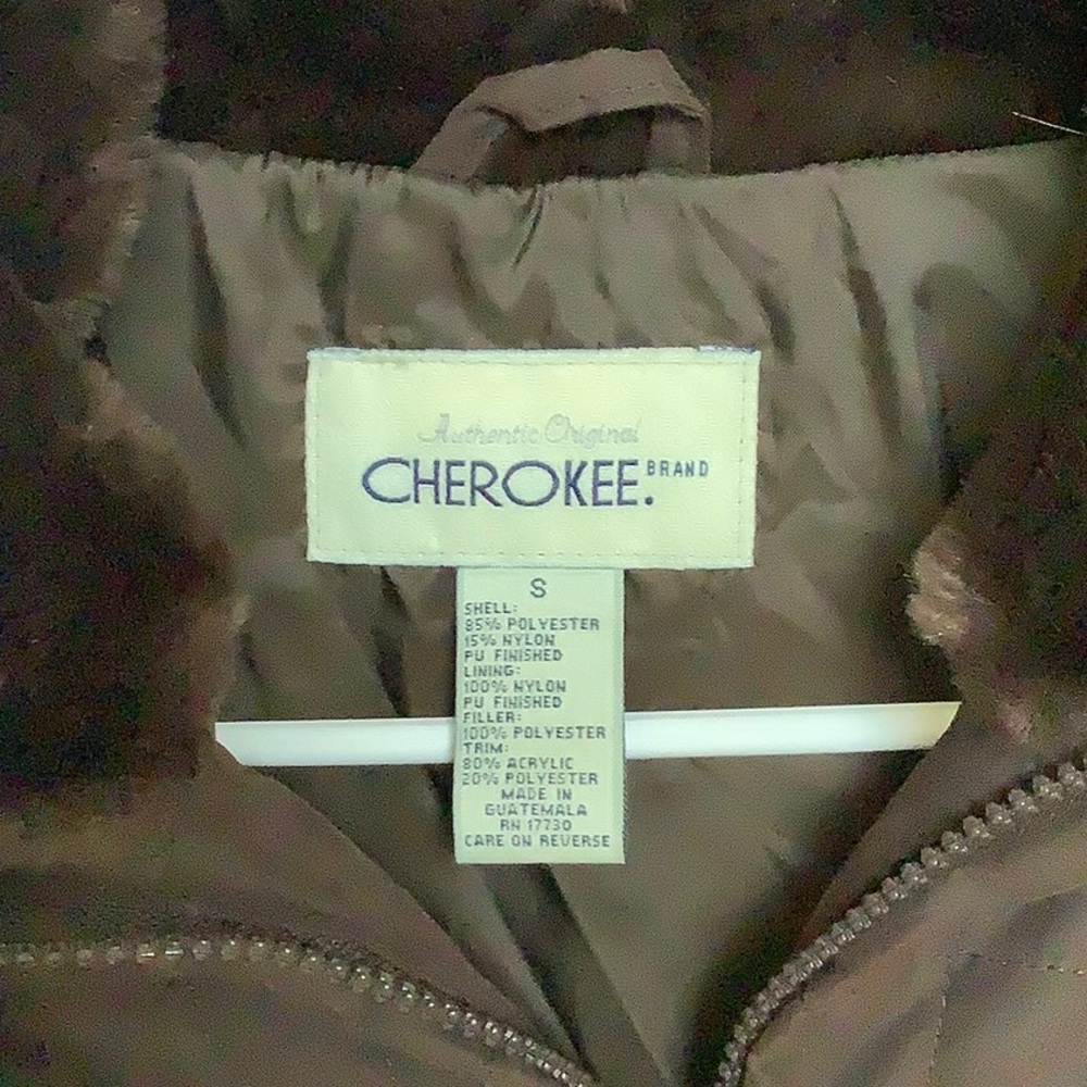 Cherokee Dark Chocolate Brown Quilted Jacket - Si… - image 2